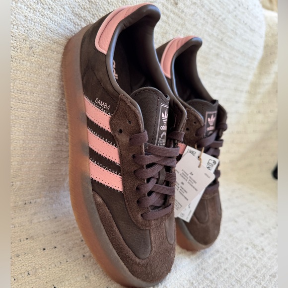 NWT Adidas Sambae Platform Sneakers Brown Pink Mauve JI2744 Size 7.5 Coquette - Picture 6 of 12
